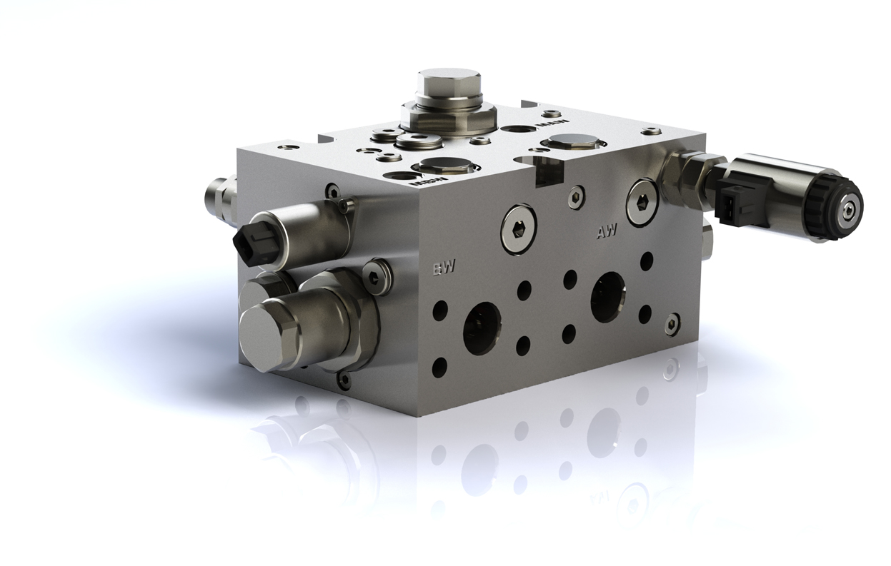 Proportional flow control valve for double and single acting consumers